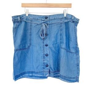 Gap Chambray Lyocell Button Front Skirt Sz XL